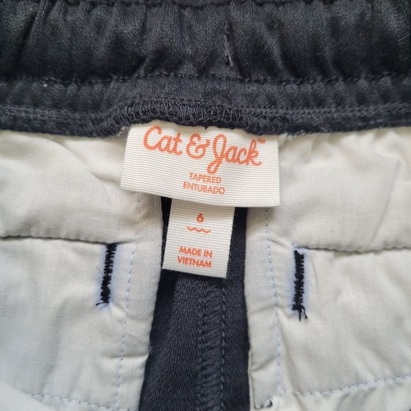 Boys' Pull On Pintuck Stretchy Black Pants - Cat & Jack Elastic Waist - Picture 4 of 6